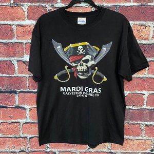 Mardi Gras Galveston Island TX 2008 T-Shirt Men Size L Hanes Heavyweight 50/50